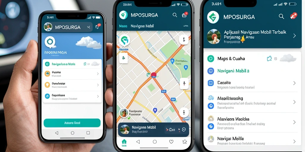 Tampilan antarmuka MPOSURGA dengan navigasi mobil yang jelas dan informatif.