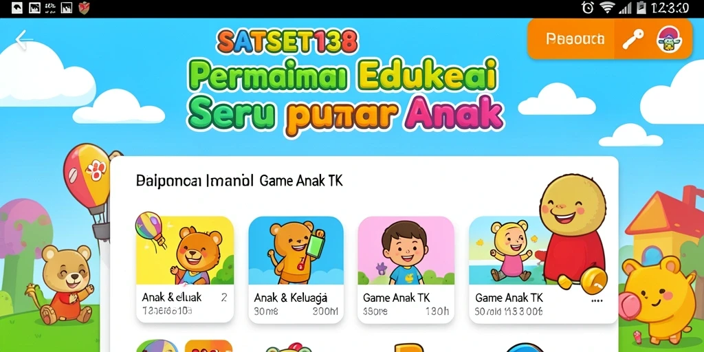Tampilan antarmuka permainan edukatif SATSET138 yang berwarna-warni.
